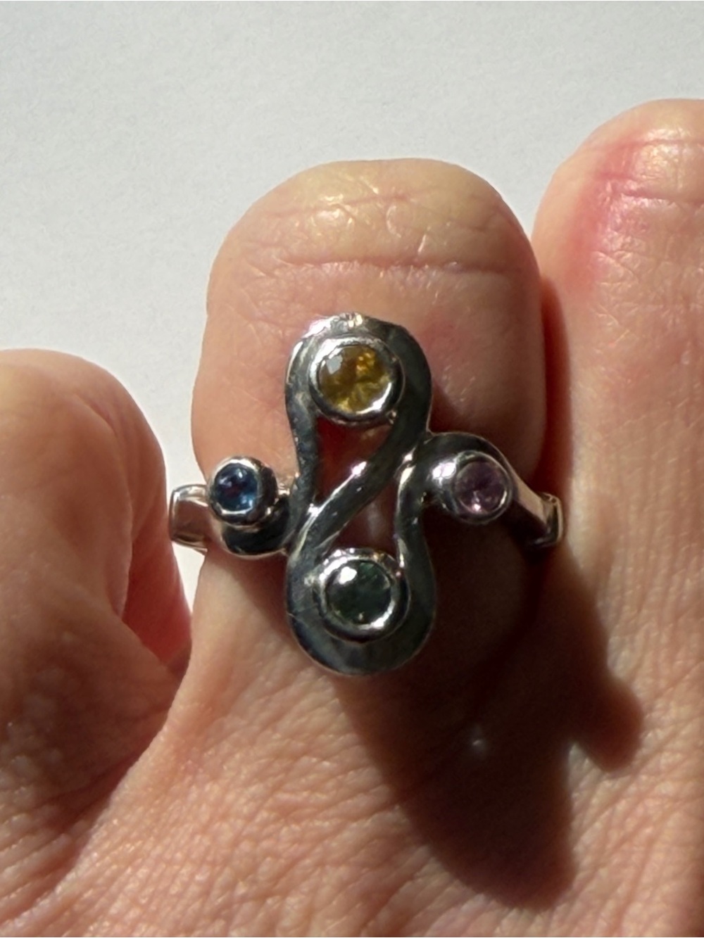Handmade Artisan Multicolor Stone Ring from the Ann Arbor Art Fair. Size 7